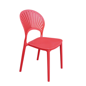Rich Ruby Fan Back Modern Waterproof <b>Dining</b> Seating | All Weather Polypropylene Armless Patio <b>Chair</b> Commercial Theatrical Lounge - Product Image 2