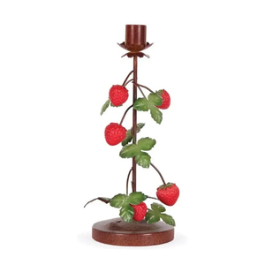 Porte-bougie en fer, feuilles vertes, tomates rouges, fleur jaune, base en métal, décoration de la maison, utilisation pour les fêtes de Noël - Product Image 5