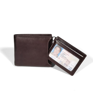 Castello Men's Bi-Fold <b>Wallet</b> High Quality Genuine Vegetable Tanned Waxy Leather Open Closure Detachable Card Holder Polyester - Product Image 4