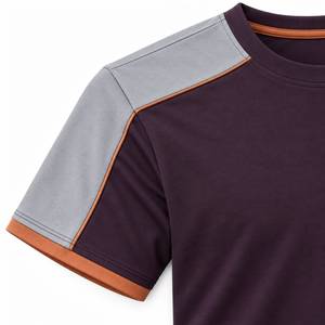 Premium Mens Plum Ice <b>Grey</b> Asymmetric Shoulder Jersey <b>T</b>-<b>Shirt</b> with Copper Trim Quick Dry & Breathable for Casual Sportswear - Product Image 3