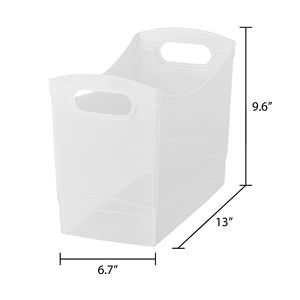 Contenitore di Stoccaggio in Plastica Trasparente da 12 Qt con Maniglie per il Trasporto, Design Rettangolare Stretto - Product Image 2