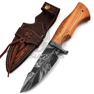 Couteaux de chasse à lame fixe en acier Damas à motif mosaïque, prix direct usine, personnalisables OEM, ultra-tranchants, pour le camping et la préparation des aliments - Product Image 3