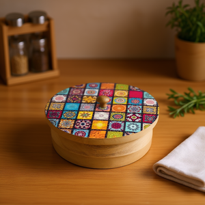 Caja de Madera Artesanal para Chapati con Organizador de Especias, Contenedor de Almacenamiento de Roti para Decoración del Hogar, Artículo Utilitario - Product Image 3