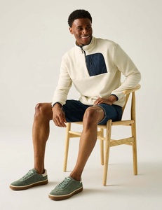 Sudadera de Forro Polar con Cierre de Cremallera para Hombre, Diseño Color Block, Chaqueta Casual de Corte Regular, Prenda Exterior Tejida Transpirable para Otoño - Product Image 3