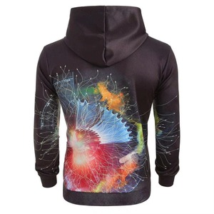 Sweat-shirt à capuche slim fit pour homme, impression par sublimation, design abstrait coloré, manches régulières, tricoté en polyester, vêtement décontracté pour l'automne - Product Image 3
