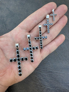 Silver Plated Cross Pendants With Crystal Rhinestones Prong Set Religious Charms Unisex Fashion Jewelry Gift - Product Image 4