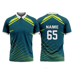 Camiseta de Cricket Sublimada Transpirable, 100% Poliéster, Cuello en V, Ligera, de Secado Rápido, Personalizable con Nombre de Equipo, Unisex para Adultos - Product Image 1