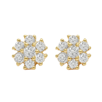 Anting-anting klip berlian potongan brilian 0,50 CT motif bunga dalam emas kuning 14 karat berlapis rhodium
