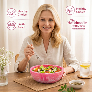 The Handmade Collection Eco-Friendly <b>Pink</b> Resin Salad <b>Bowl</b> Modern Luxury Design Stackable Dishwasher Safe for Home Use - Product Image 1