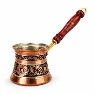 Handmade Engraved Copper Turkish Coffee Pot Cezve Ibrik Wooden Handle <b>Arabic</b> Greek Espresso Coffee Maker Milk Warmer Gift Pot - Product Image 1