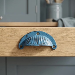 Blue Distressed <b>Ceramic</b> Cabinet Handle Oval Industrial Kitchen <b>Drawer</b> Pull Durable Furniture Hardware Eco-Friendly Easy - Product Image 1
