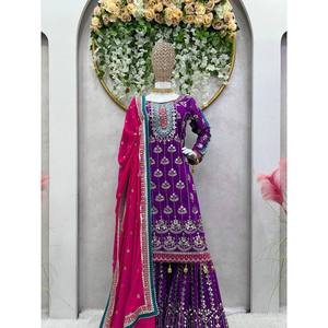 Conjunto de traje de talla XL para fiesta con hilo y trabajo de secuencia para un aspecto elegante - Product Image 4