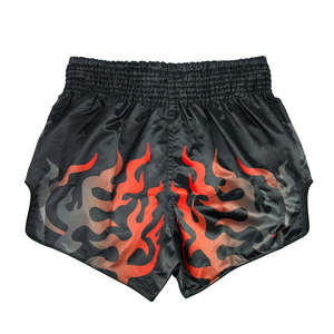 Pantalones Cortos Negros de MMA para Hombre con Estampado de Llamas Rojas, Secado Rápido, Poliéster, Ropa de Artes Marciales, Corte Regular, Talla Adulto - Product Image 4