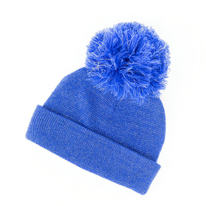 Bonnet d'hiver en tricot bleu avec pompon et revers, personnalisable avec logo brodé, ajustable, pour usage décontracté - Collection 2026 (Vente en gros) - Product Image 6