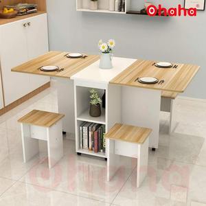 Modern <b>Folding</b> <b>Dining</b> Table <b>Set</b> with 4 Chairs and 360 Rotatable Wheels Space-Saving for Apartment Good Price - Product Image 5
