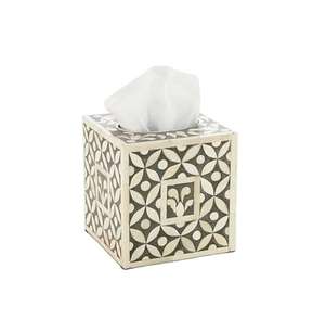 กล่องใส่กระดาษทิชชูลายดอกไม้ฝังกระดูกดีไซน์หรู สำหรับตกแต่งห้องนอน ห้องน้ำ และโต๊ะ - Product Image 1