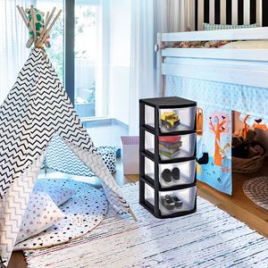 Tour de rangement en plastique avec 4 étagères noires, capacité de 60 lb - Product Image 5