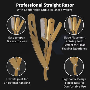 Premium Stainless Steel Gold Titanium Barber Straight Edge Razor High Quality Safety Shaving Razor for Professional Barbershop - Product Image 4