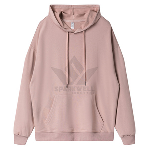 Sweat-shirt à capuche unisexe marron, 80% coton, tissu tissé, coupe ample, style décontracté, idéal pour le printemps, logo personnalisé, poche, 180g - Product Image 6