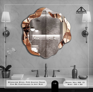 Contemporary Stainless Steel PVD Coated Frame Art Decor Anti-Fog Wedding Bathroom Vanity <b>Mirror</b> with Clear Reflection - Product Image 2