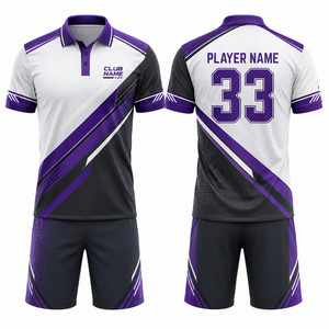 Men's Sporty Golf <b>Polo</b> Shirt Shorts Kit Purple Black <b>White</b> Geometric Print Quick Dry Elastic Waist <b>Polo</b> Collar Set - Product Image 1