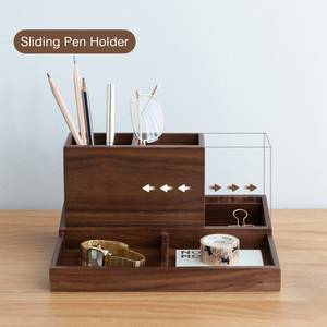 Organizador de Escritorio Moderno Hecho a Mano de Madera, Forma Rectangular, Minimalista, de un Solo Nivel, Bandeja de Almacenamiento Multifuncional para Maquillaje, Joyería y Oficina - Product Image 3