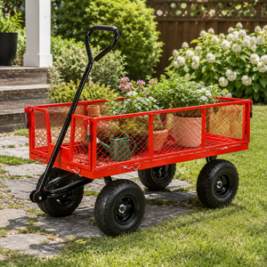 <b>Trolley</b> Hand Cart with Removable Mesh Sides, Wagon 10" Pneumatic Tires Perfect For <b>Garden</b>, Farms, Garage 600lb ODGGAD013 - Product Image 1