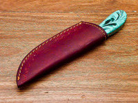 Couteau de chasse et d'extérieur à lame fixe en acier Damas de qualité industrielle BLADE MARK INDUSTRIES, manche en résine turquoise