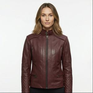 Top Trending Premium Chaqueta de cuero calentada de Invierno para mujer Alta calidad Oem Venta al por mayor Cuello alto Patrón sólido Señoras lisas - Product Image 1