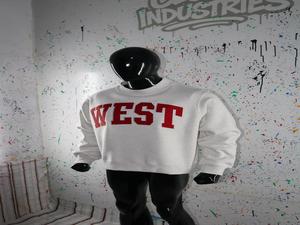 WEST ASH GREY Mock Neck Sweatshirt 100% <b>RED</b> Applique Embroidery wide neck Sweatshirt CLUSH SPORTS - Product Image 3