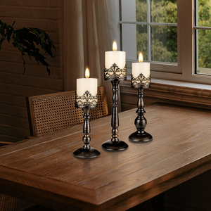 Vintage Modern Iron Handmade Candlestick Holder Set of 3 Durable and Light <b>Weight</b> Glossy Finish for Home and Decor Uses - Product Image 2