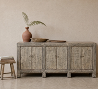 Armoire de rangement rustique en bois massif avec 3 compartiments, portes à panneaux plats, design moderne, meubles pour salon et chambre à coucher