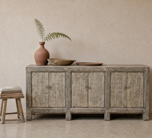 Rustic <b>Wooden</b> <b>Storage</b> <b>Cabinet</b> With 3 Compartments Flat Panel Doors Antique Style Living Room Furniture - Product Image 3