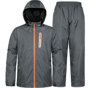 Traje Impermeable Universal para Adultos, Chaqueta Gris con Capucha y Pantalones a Juego para Senderismo y Camping al Aire Libre - Product Image 1
