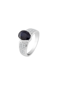 Anillo de Zafiro Azul y Diamantes en Plata de Ley 92.5 KLSR-11715 - Product Image 3