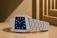 Montre de luxe fine ETA automatique entièrement sertie de diamants Moissanite, verre en acier inoxydable, résistante à l'eau 10 bars, pour usage quotidien, avec aiguilles