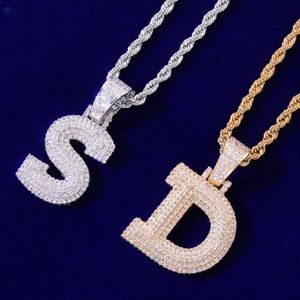 Collier alphabet personnalisé avec diamants de laboratoire, pendentif lettre A à Z serti de diamants, style rappeur, pendentif hip hop - Product Image 2