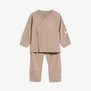 Ensemble 2 pièces unisexe pour bébé, manches longues, en modal et élasthanne, avec boutons-pression, à pieds, nouveau-né, ODM Vietnam - Product Image 1