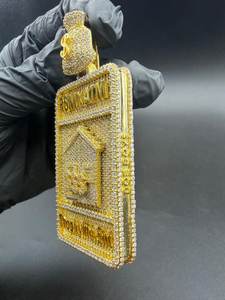 Hip Hop Luxury VVS Moissanite 925 Sterling Silver Iced Custom Name <b>Initial</b> Money <b>Bag</b> Bail Two Tone Rhodium/Gold Plated Pendant - Product Image 2