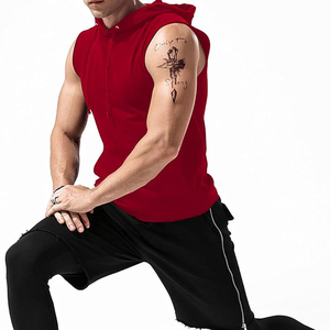 <b>Sleeveless</b> Solid Zipper Winter Workout Gym <b>Hoodie</b> for Men Athletic Bodybuilding Muscle Shirt - Product Image 3