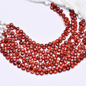 Perles lisses en grenat Hessonite AAA de 7-8 mm en forme de cœur, pierres semi-précieuses naturelles en grenat Hessonite, perles en vrac pour bijoux - Product Image 1