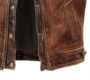 Nouvelle arrivée - Gilet 100% cuir véritable - Gilet respirant de haute qualité - Gilet d'hiver pour homme - Grande taille - Imperméable - Coupe-vent - Gilet de motard - Product Image 6