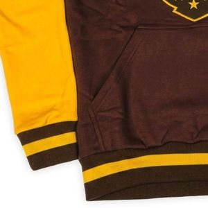 Sudadera de Fraternidad Iota Phi Theta con Escudo de Chenille, Color Marrón Dorado, Prenda Griega Premium - Product Image 3