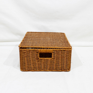 <b>Large</b> Rectangle Poly Rattan Eco-Friendly Multifunction <b>Storage</b> <b>Basket</b> with Lid for Baby Clothing Organization - Product Image 3