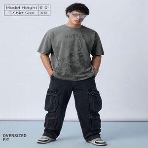 เสื้อยืดผู้ชายโอเวอร์ไซส์ผ้าคอตตอนลายสตรีทเสื้อยืดเปิดไหล่โอเวอร์ไซส์งานตามสั่ง - Product Image 2