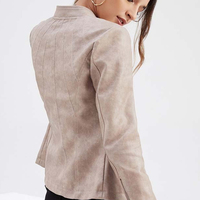 Harga Grosir Jaket Peplum Kulit Coklat Wanita Lengan Panjang Model Kancing Depan Mantel Fashion