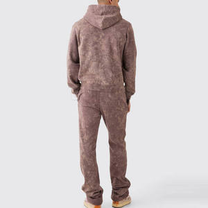<b>Men's</b> Solid Hooded Tracksuit Full Sleeve Regular Fit 100% Cotton Fleece Breathable Autumn Casual 2 1 Design Side Pockets Elastic - Product Image 2
