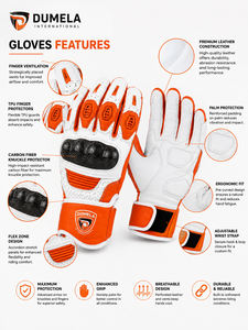 Guantes de Gimnasio Dumela de Cuero, Completos, Blancos y Naranjas, Transpirables, con Soporte Ajustable para la Muñeca - Product Image 5