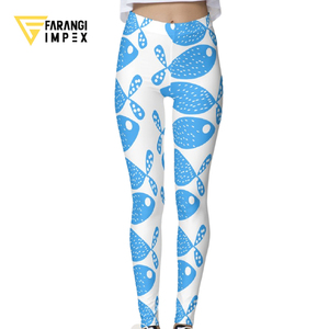 Leggings longs pour femme, personnalisés, 50+UPF, respirants, durables, bleus, imprimé poissons, taille mi-haute, extensibles, tricotés, séchage rapide, protection solaire - Product Image 1