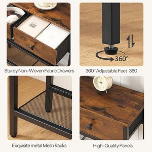 <b>Rustic</b> <b>Console</b> <b>Table</b> with 3 Drawers, Wood Top, Metal Frame & Open Storage Shelves for Entryway, Hallway, Living Room & Foyer - Product Image 3